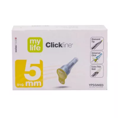 Mylife Clickfine pennaalden 5 mm 31 G, 100 stuks Mylife Clickfine pennaalden 5 mm 31 G, 100 stuks