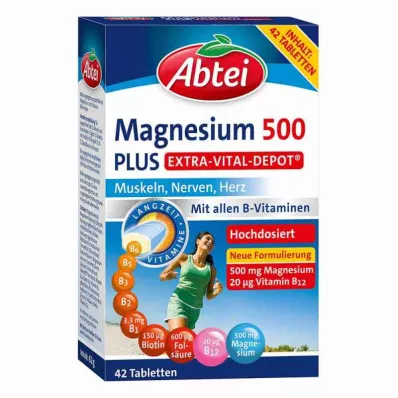 Abtei Magnesium 500 Plus Extra Vital Depot tabletten (42 stuks) Abtei Magnesium 500 Plus Extra Vital Depot tabletten (42 stuks)