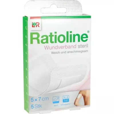 RATIOLINE Wondverband 7x5 cm steriel, 5 stuks