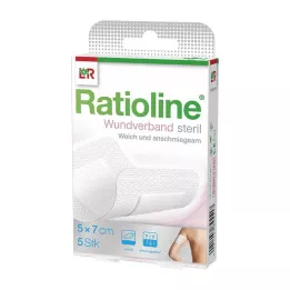 RATIOLINE Wondverband 7x5 cm steriel, 5 stuks