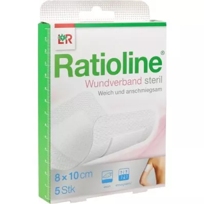 RATIOLINE Wondverband 10x8 cm steriel, 5 stuks