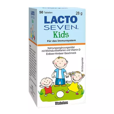 LACTO SEVEN Kids Aardbei-Framboos Smaaktabletten, 50 stuks LACTO SEVEN Kids Aardbei-Framboos Smaaktabletten, 50 stuks