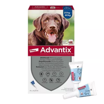 ADVANTIX Spot-on oplossing voor toepassing op de huid voor honden 25-40 kg, 4X4.0 ml