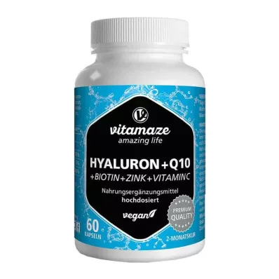HYALURONSÄURE 200 mg hoge dosis + co-enzym Q10 veganistisch, 60 stuks HYALURONSÄURE 200 mg hoge dosis + co-enzym Q10 veganistisch, 60 stuks