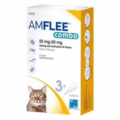 Amflee combo 50 mg/60 mg spot-on oplossing voor katten, 3 stuks Amflee combo 50 mg/60 mg spot-on oplossing voor katten, 3 stuks