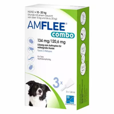 Amflee combo 134/120,6 mg spot-on oplossing voor honden 10-20 kg, 3 stuks