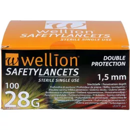 WELLION Safetylancets 28 G veiligheidsemaille, 100 stuks