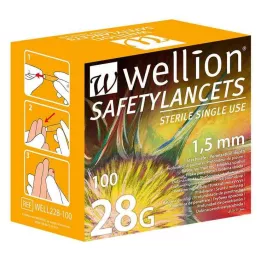 WELLION Safetylancets 28 G veiligheidsemaille, 100 stuks