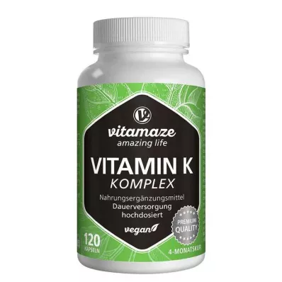 VITAMIN K1+K2 complex hooggedoseerde veganistische capsules, 120 stuks