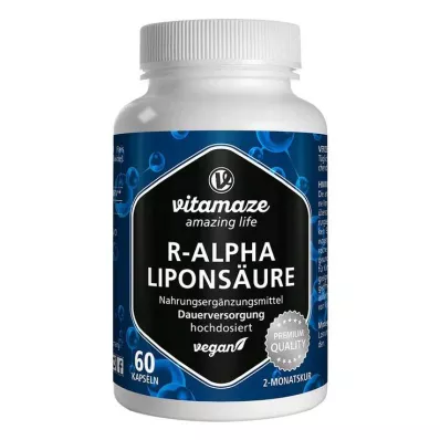 R-alfaliponzuur 200 mg hooggedoseerde veganistische capsules, 60 stuks R-alfaliponzuur 200 mg hooggedoseerde veganistische capsules, 60 stuks