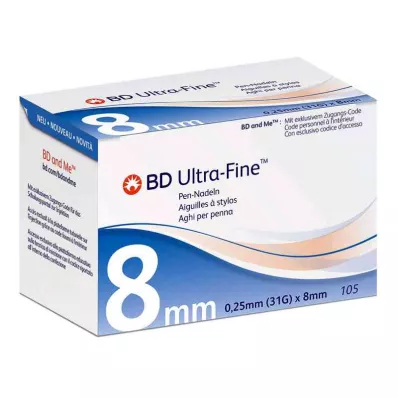 BD Ultrafijne pennaalden 8 mm 31 G (105 stuks) BD Ultrafijne pennaalden 8 mm 31 G (105 stuks)