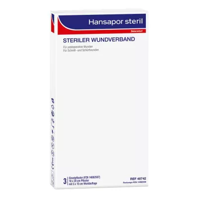 HANSAPOR steriel wondverband 10x20 cm, 3 stuks HANSAPOR steriel wondverband 10x20 cm, 3 stuks