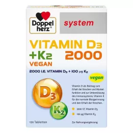 DOPPELHERZ Vitamine D3 2000+K2 systeemtabletten, 120 stuks