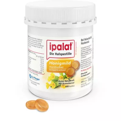 IPALAT Keelpastilles honing mild zonder menthol suiker vers, 400 stuks