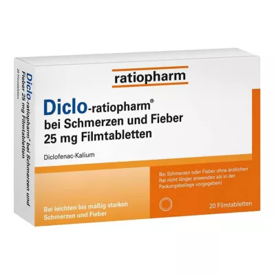 Diclo-Ratiopharm voor pijn en koorts 25 mg Fta, 20 stuks Diclo-Ratiopharm voor pijn en koorts 25 mg Fta, 20 stuks
