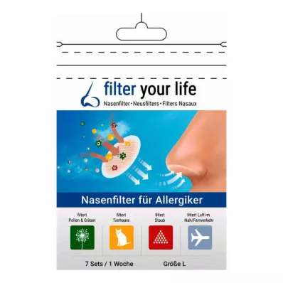 FILTER YOUR LIFE Neusfilter voor allergiepatiënten maat L, 7X2 st FILTER YOUR LIFE Neusfilter voor allergiepatiënten maat L, 7X2 st