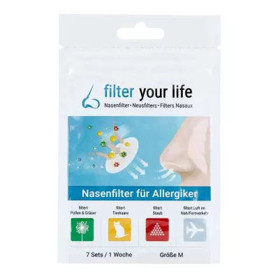 FILTER YOUR LIFE Neusfilter voor allergiepatiënten maat M, 7X2 st FILTER YOUR LIFE Neusfilter voor allergiepatiënten maat M, 7X2 st
