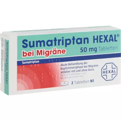 SUMATRIPTAN HEXAL voor migraine 50 mg tabletten, 2 st