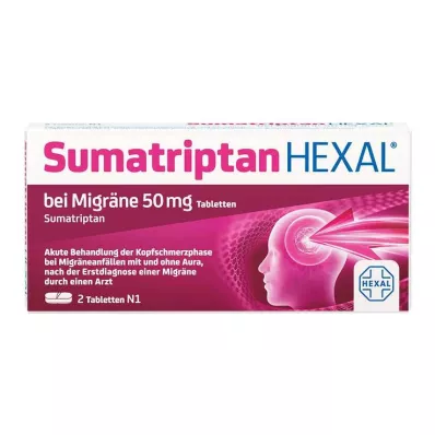 SUMATRIPTAN HEXAL voor migraine 50 mg tabletten, 2 st SUMATRIPTAN HEXAL voor migraine 50 mg tabletten, 2 st