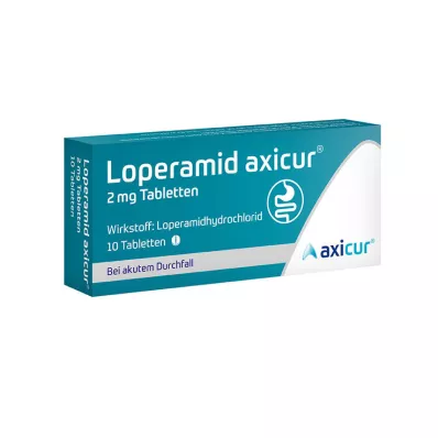 Loperamide axicur® 2 mg tabletten, 10 stuks Loperamide axicur® 2 mg tabletten, 10 stuks