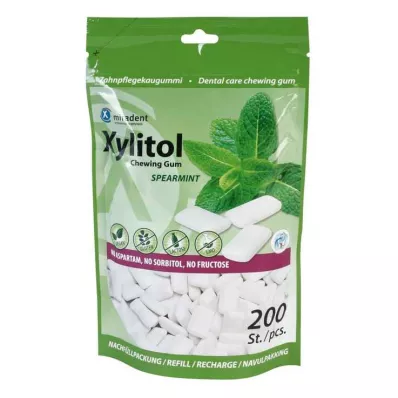 MIRADENT Xylitol tandverzorgingskauwgom Spearmint, 200 stuks MIRADENT Xylitol tandverzorgingskauwgom Spearmint, 200 stuks