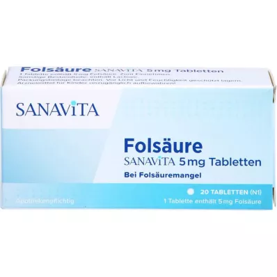 FOLSÄURE SANAVITA 5 mg tabletten, 20 stuks