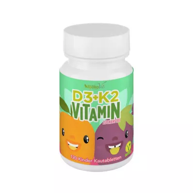 VITAMIN D3+K2 kinderkauwtabletten veganistisch, 120 stuks VITAMIN D3+K2 kinderkauwtabletten veganistisch, 120 stuks