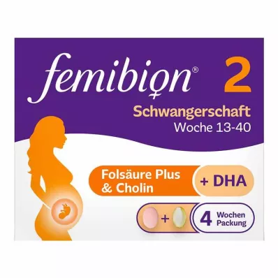 Femibion 2 zwangerschap in een verpakking van 4 weken met 28 tabletten en capsules, 2x28 stuks