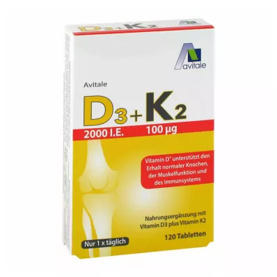 Vitamine D3 + K2 2000 IE tabletten, 120 stuks Vitamine D3 + K2 2000 IE tabletten, 120 stuks