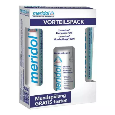 MERIDOL Tandpasta Voordeelverpakking+100 ml Spoeling, 2X75 ml