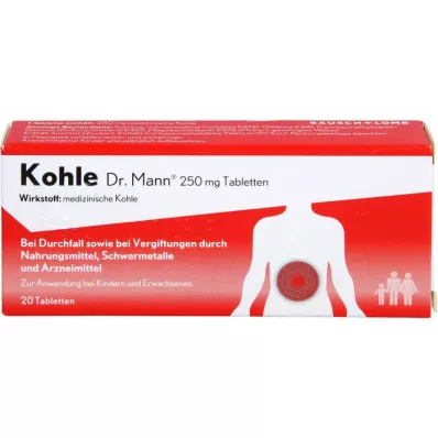 KOHLE Dr.Mann 250 mg tabletten, 20 stuks