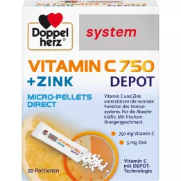 DOPPELHERZ Vitamine C 750 Depot systeempellets, 20 stuks