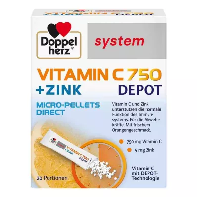 DOPPELHERZ Vitamine C 750 Depot systeempellets, 20 stuks DOPPELHERZ Vitamine C 750 Depot systeempellets, 20 stuks