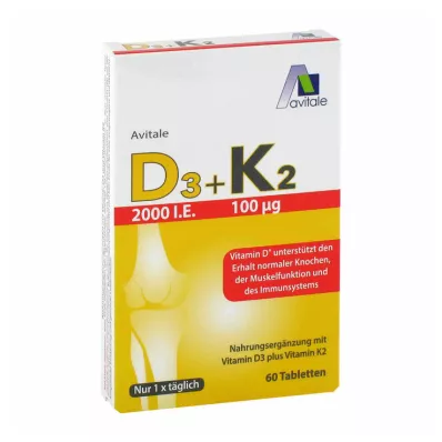 Vitamine D3+K2 2000 I.U., 60 st