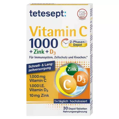 TETESEPT Vitamine C 1.000+Zink+D3 1.000 I.U. Tabletten, 30 st