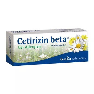 Cetirizine bèta filmomhulde tabletten voor allergieën, 60 stuks Cetirizine bèta filmomhulde tabletten voor allergieën, 60 stuks