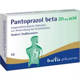 PANTOPRAZOL beta 20 mg zure enterische tabletten, 10 stuks