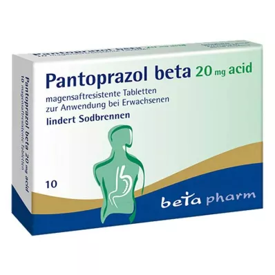 Pantoprazol bèta 20 mg zuur maagsapresistente tabletten, 10 stuks