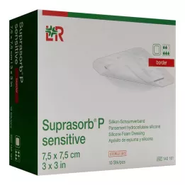 SUPRASORB P gevoelig PU-Foamrand 7,5x7,5cm, 10 stuks