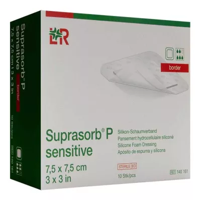 SUPRASORB P gevoelig PU-Foamrand 7,5x7,5cm, 10 stuks