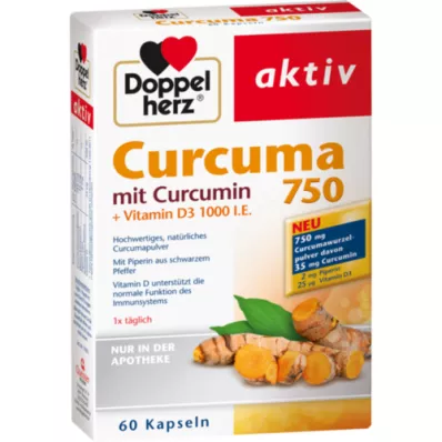 DOPPELHERZ Curcuma 750 Capsules, 60 Capsules