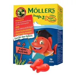 MÖLLERS Omega-3 Gelei Vis Aardbei Kauwtabletten, 36 stuks