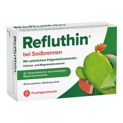 Refluhin tegen maagzuur kauwbare fruittabletten, 48 stuks