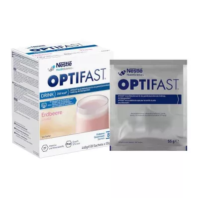 OPTIFAST Drink Aardbeipoeder, 8X55 g OPTIFAST Drink Aardbeipoeder, 8X55 g
