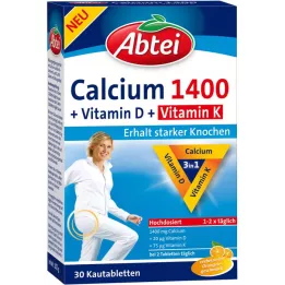 ABTEI Calcium 1400+Vitamine D3+K Kauwtabletten, 30 stuks