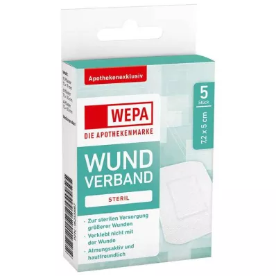 WEPA Wondverband 7,2x5 cm steriel, 5 st