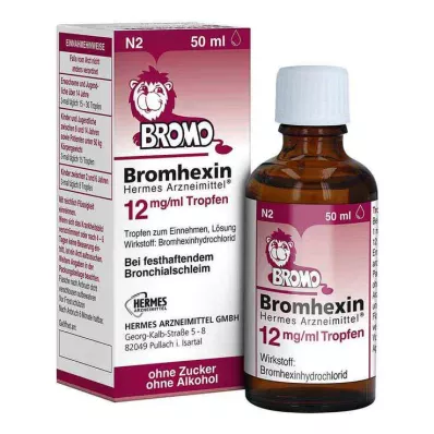 BROMHEXIN Hermes Arzneimittel 12 mg/ml druppels, 50 ml BROMHEXIN Hermes Arzneimittel 12 mg/ml druppels, 50 ml