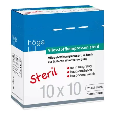 Vlieskompressen 10x10 cm steriel 4-voudig, 25x2 stuks Vlieskompressen 10x10 cm steriel 4-voudig, 25x2 stuks
