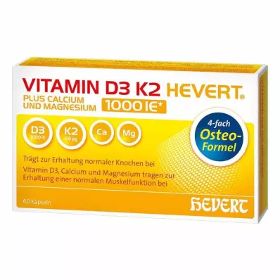VITAMIN D3 K2 Hevert plus Ca Mg 1000 IE/2 capsules, 60 st