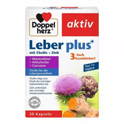 DOPPELHERZ Lever plus met choline+zink capsules, 30 stuks DOPPELHERZ Lever plus met choline+zink capsules, 30 stuks